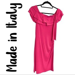 Tenax Sleeveless Ruffled Pink Midi Dress